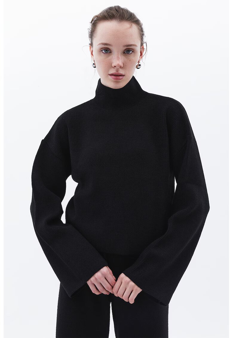 OXXO Pulover uni cu guler inalt - Negru