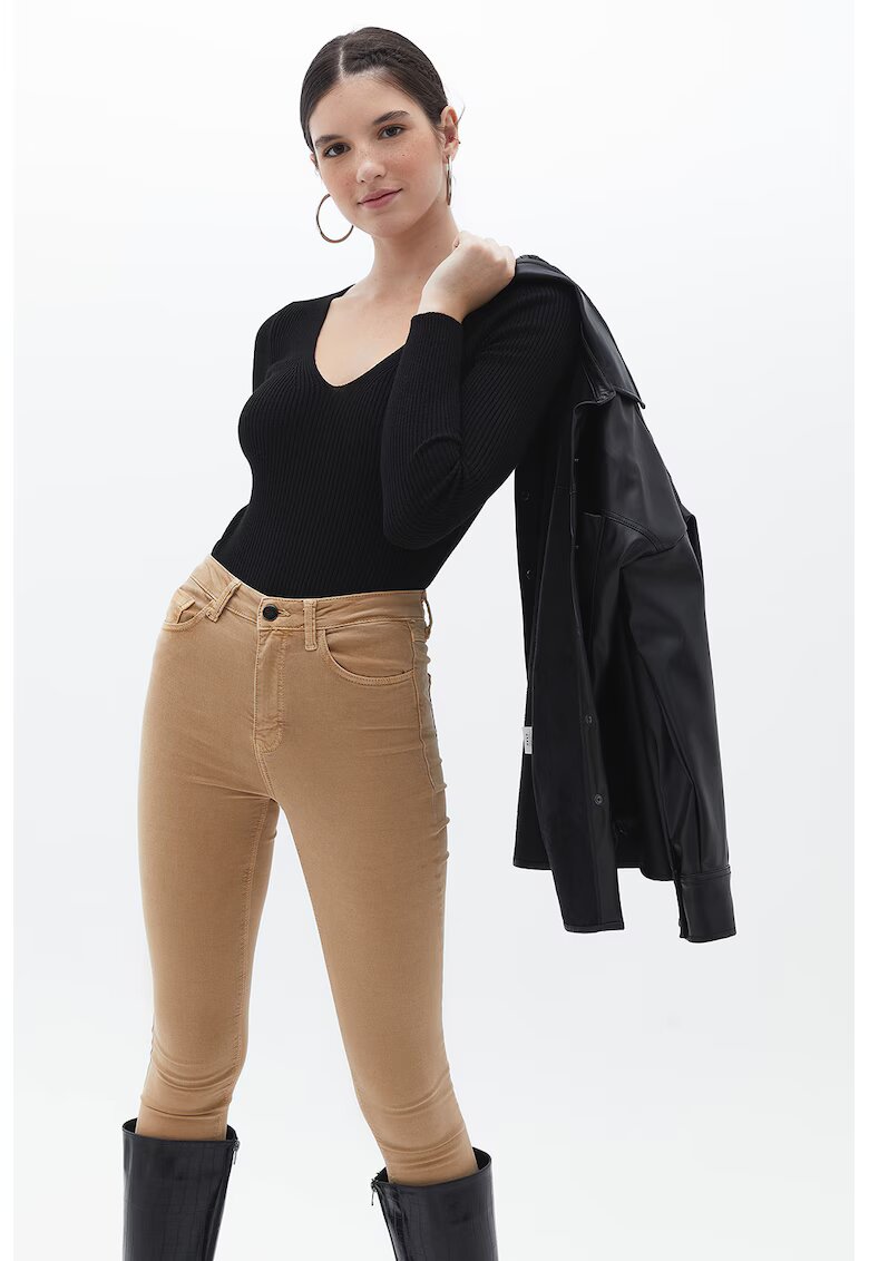 OXXO Pulover uni slim fit cu decolteu in V - Negru
