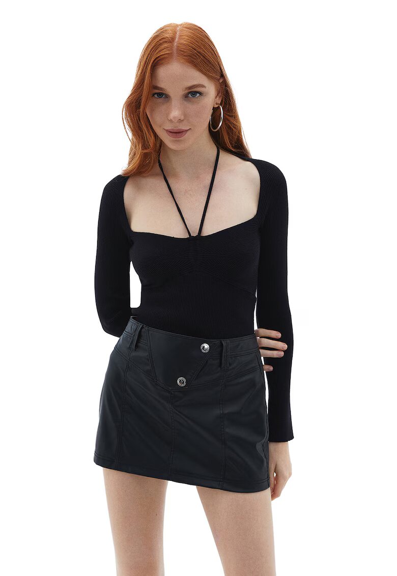 OXXO Pulover uni tricotat - Negru