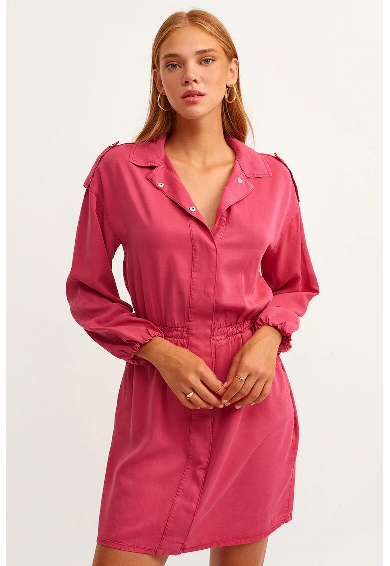 OXXO Rochie-camasa cu maneci lungi - Fucsia