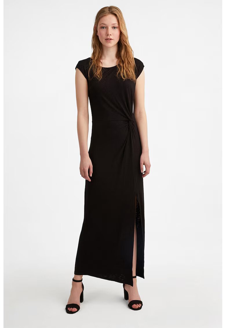OXXO Rochie maxi cu slit lateral si fronseuri - Negru