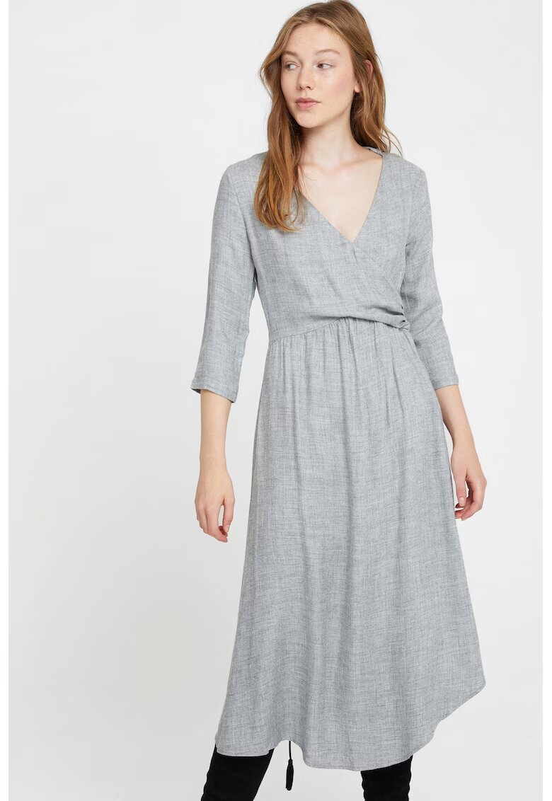 OXXO Rochie midi cu decolteu in V - Gri melange
