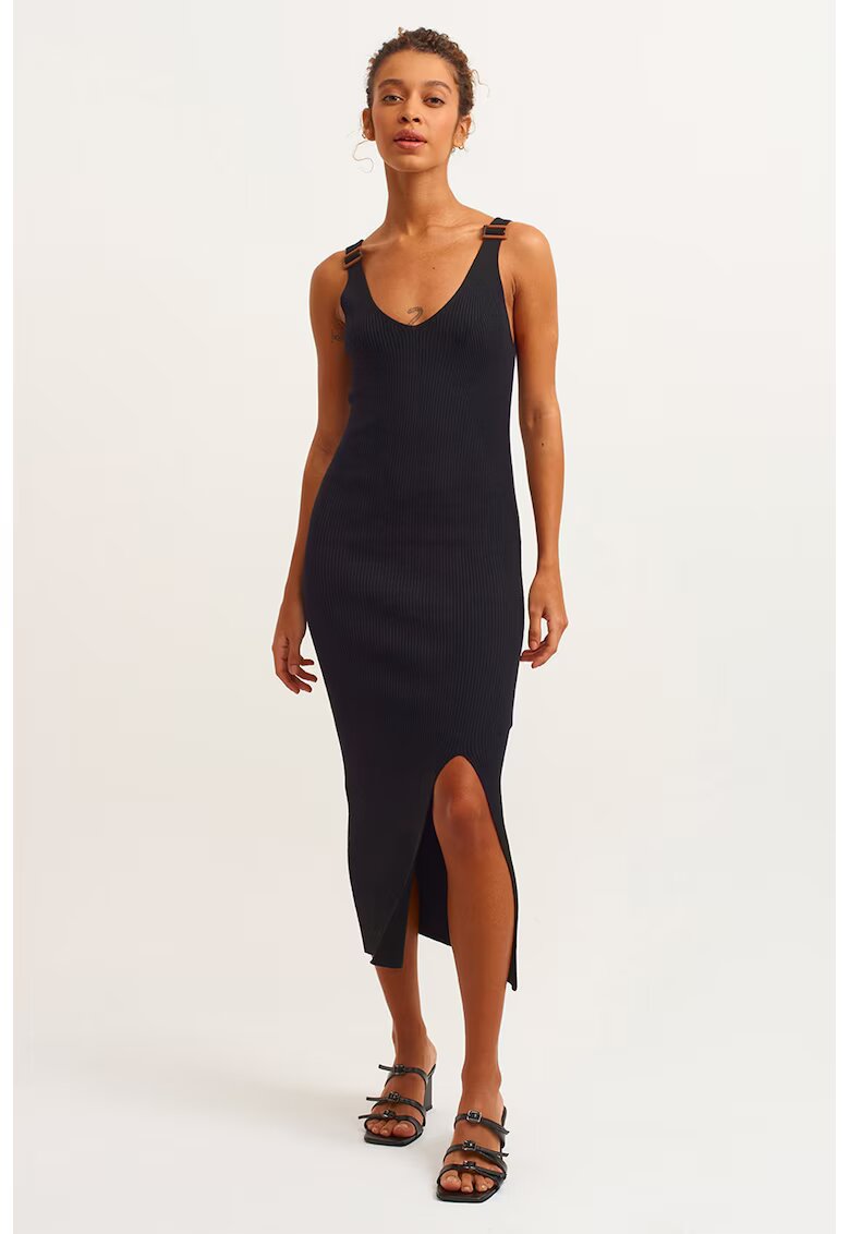 OXXO Rochie midi cu slit lateral - Negru