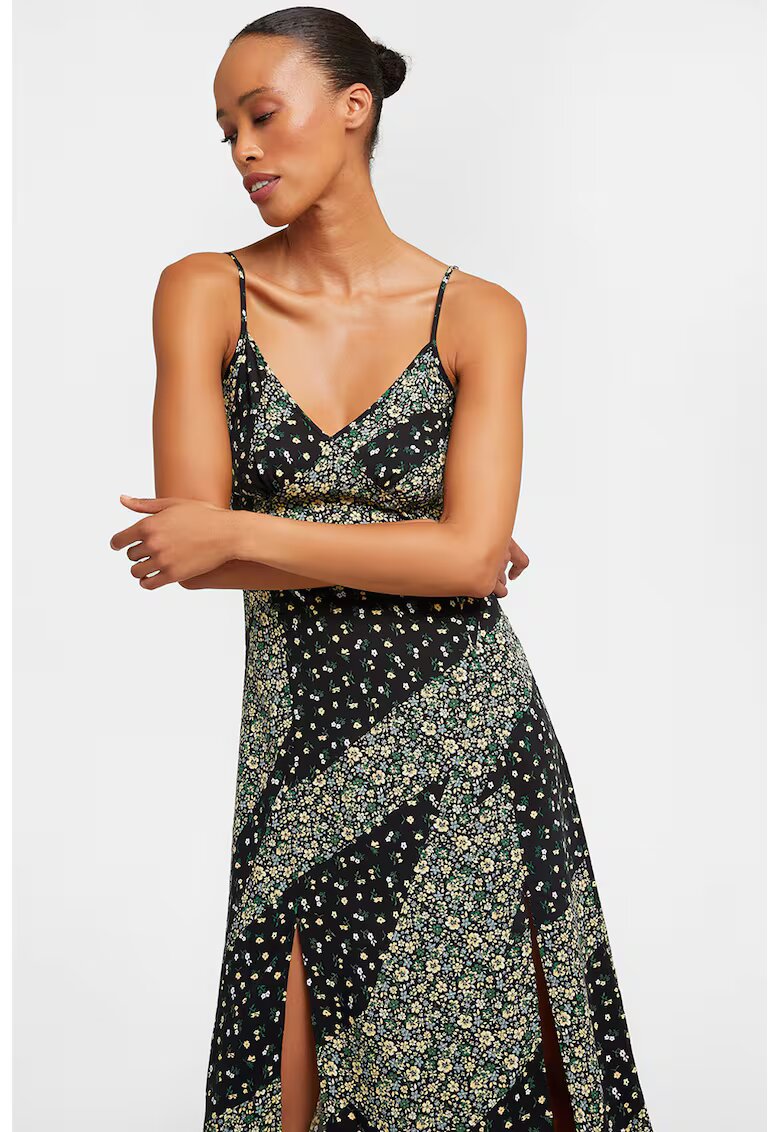 OXXO Rochie midi cu slituri frontale - Verde/Negru/Galben