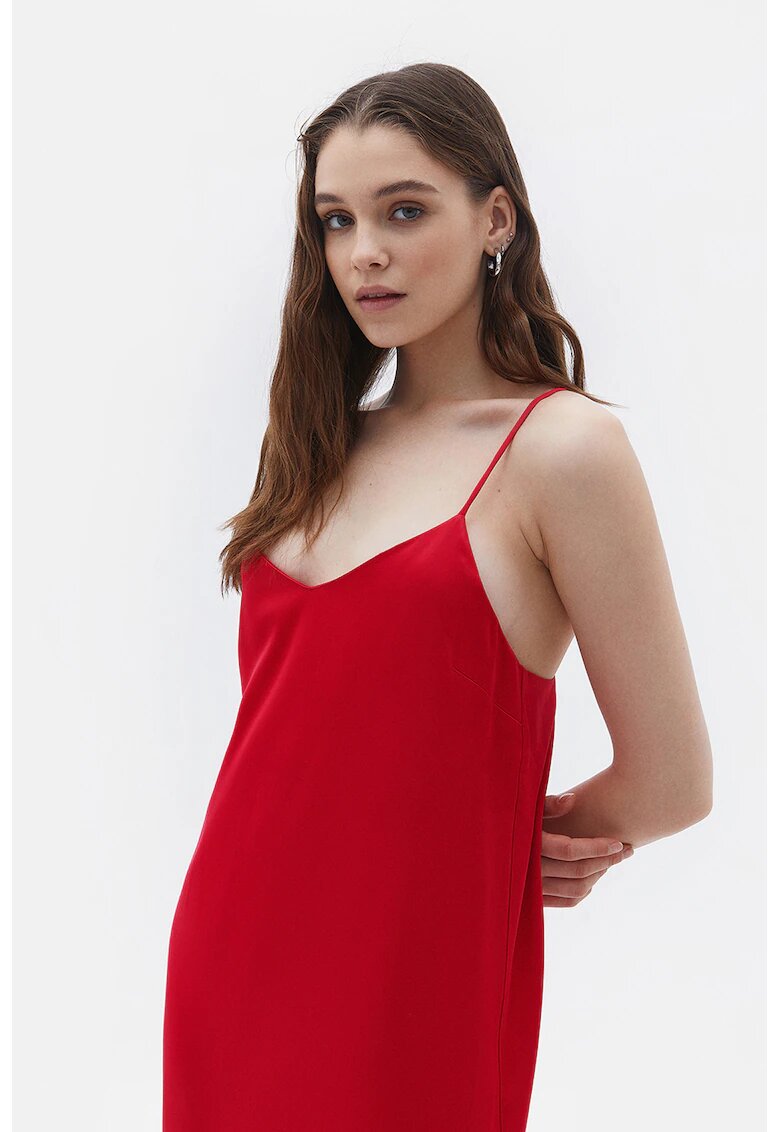OXXO Rochie midi lejera cu decolteu in V - Rosu vermillion
