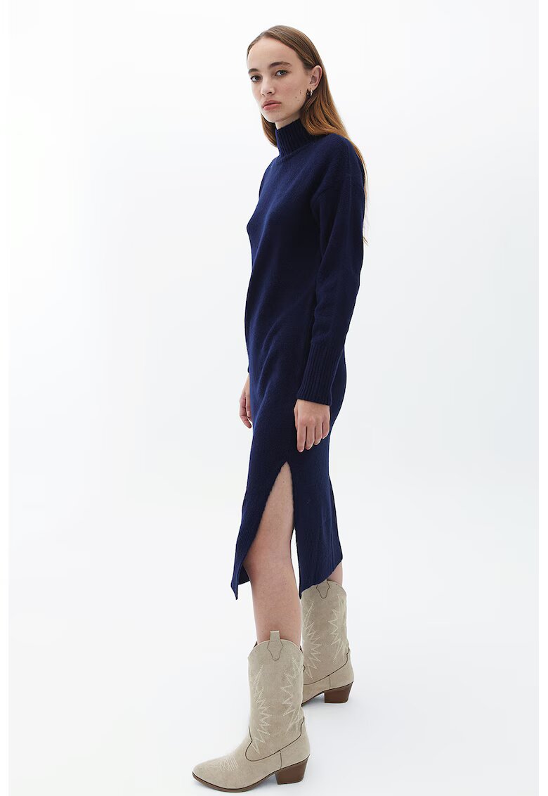 OXXO Rochie-pulover cu slituri laterale la terminatie - Bleumarin
