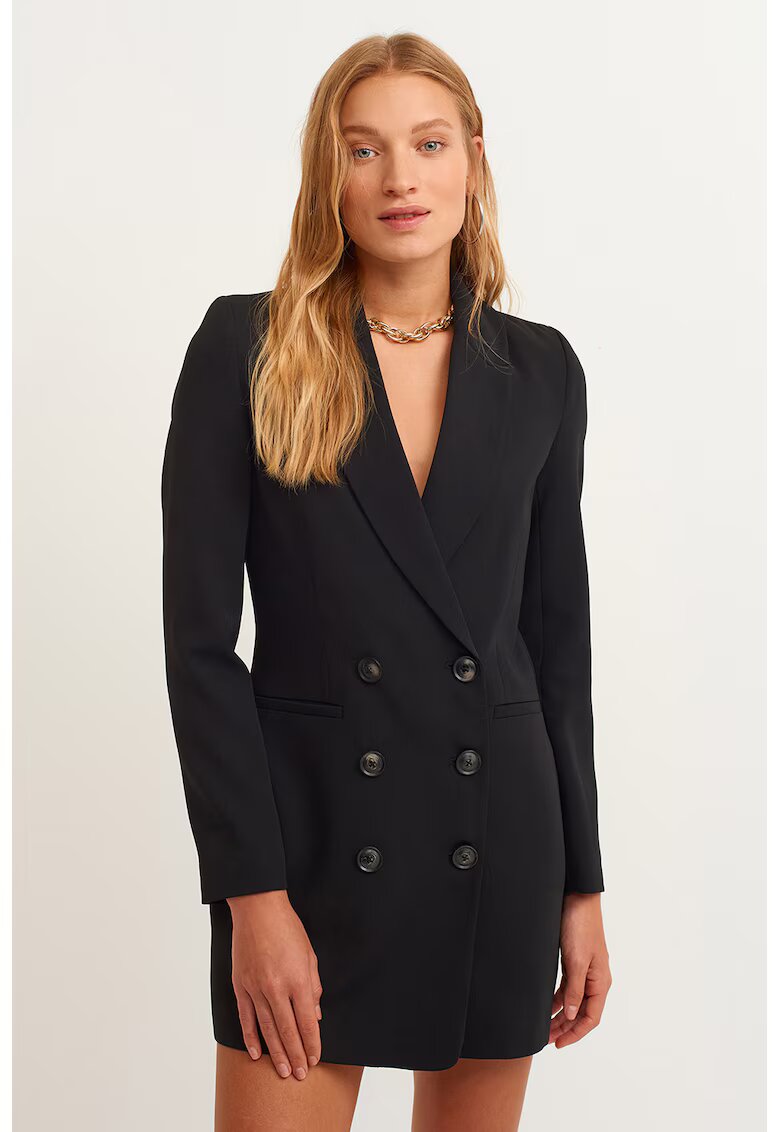 OXXO Rochie-sacou cu doua randuri de nasturi - Negru