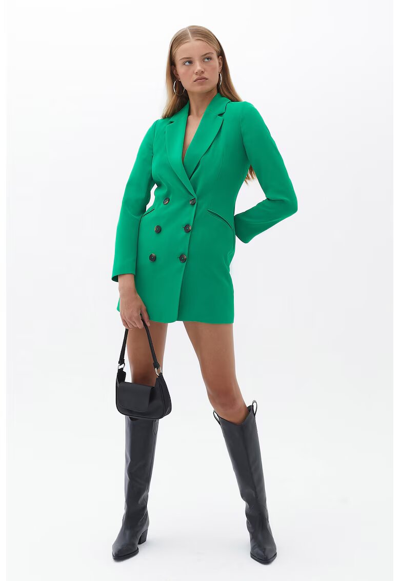 OXXO Rochie-sacou cu doua randuri de nasturi - Verde aquamarin