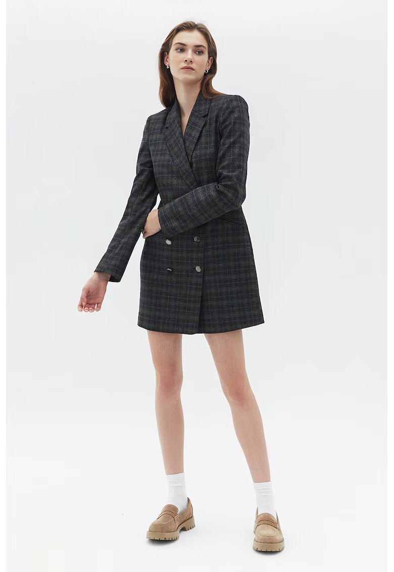 OXXO Rochie-sacou in carouri - Kaki/Bleumarin