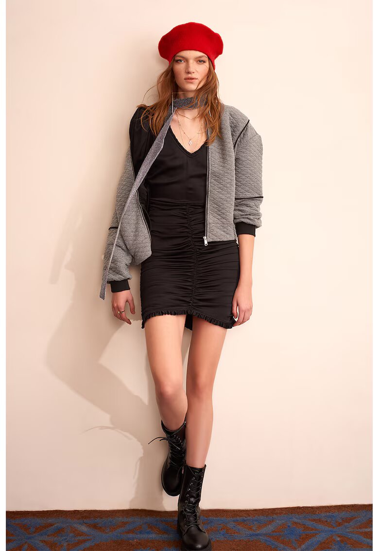 OXXO Rochie scurta cambrata cu fronseu - Negru