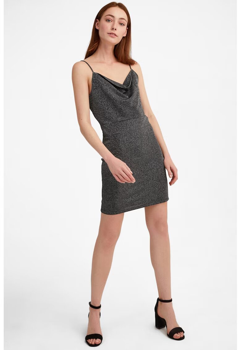 OXXO Rochie scurta cu aspect stralucitor - Negru