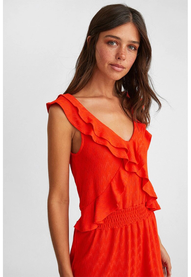 OXXO Rochie scurta cu decolteu in V si volane - Coral