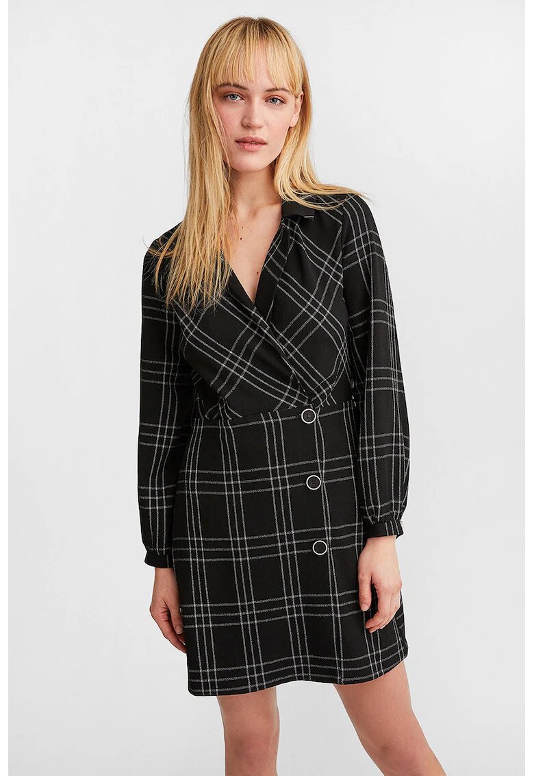 OXXO Rochie scurta cu model in carouri - Alb/Negru