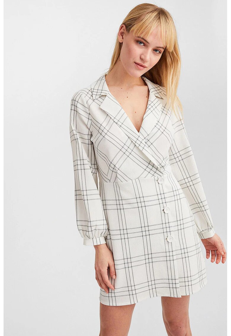 OXXO Rochie scurta cu model in carouri - Negru/Alb murdar