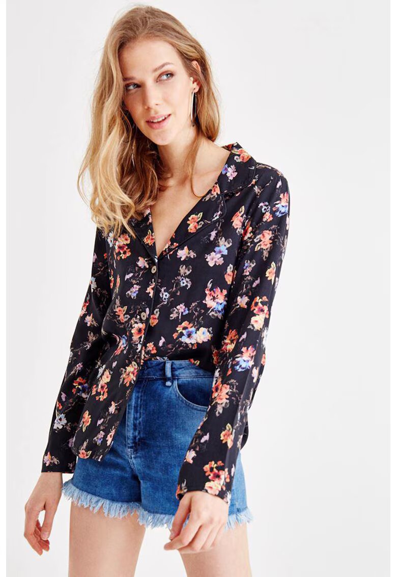 OXXO Sacou usor cu model floral - Negru/Violet/Roz