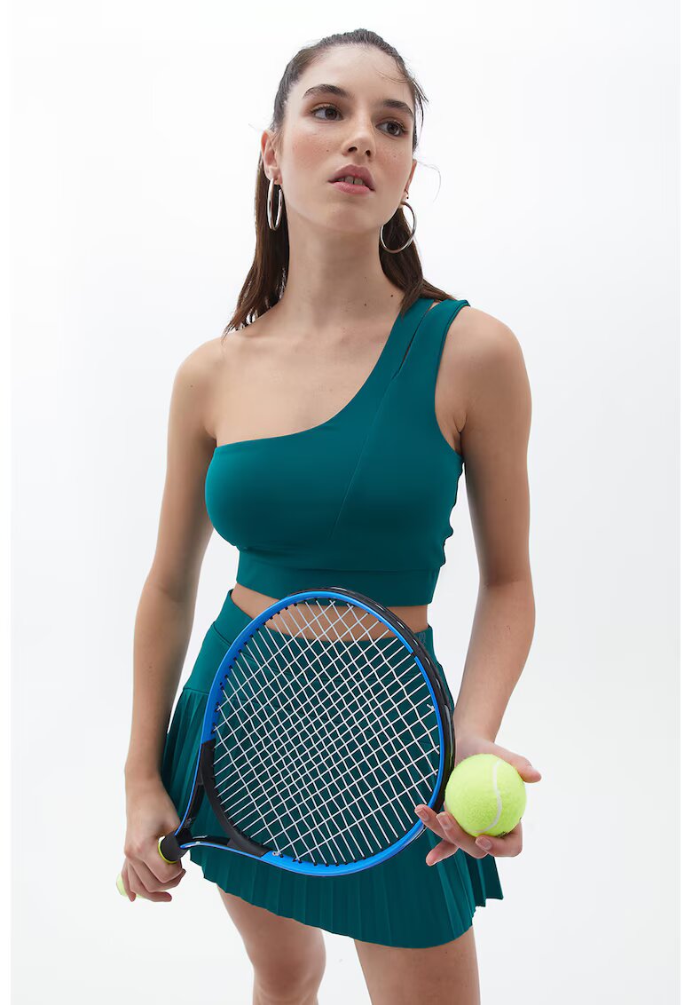 OXXO Top crop cu decolteu pe un umar - Verde englez