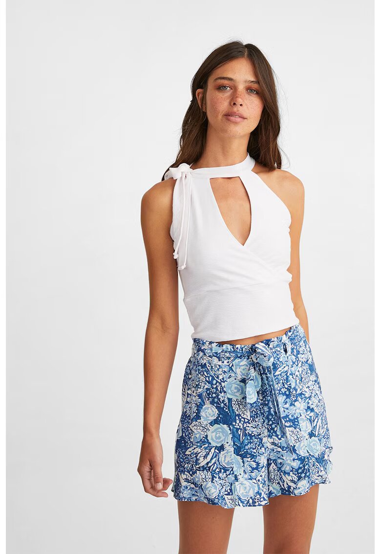 OXXO Top crop cu decupaj frontal - Alb optic