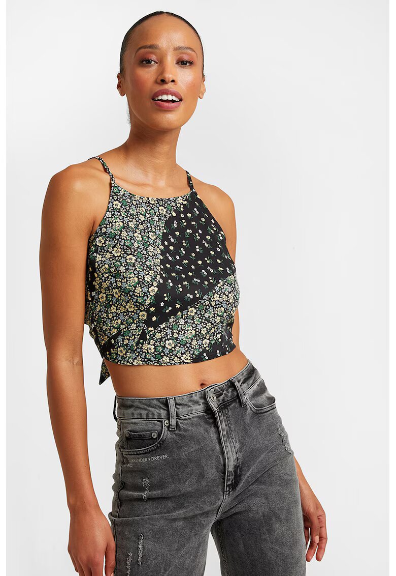 OXXO Top crop cu imprimeu floral - Verde/Negru/Albastru