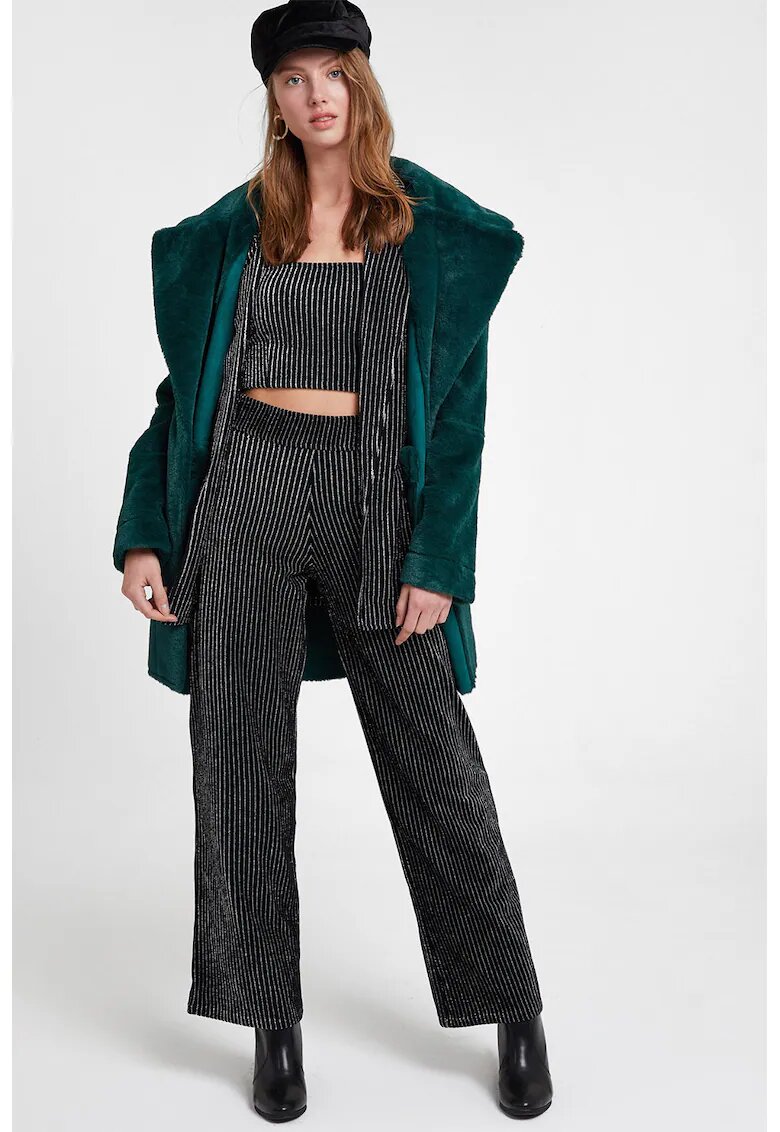 OXXO Top crop cu model in dungi - Negru/Alb optic