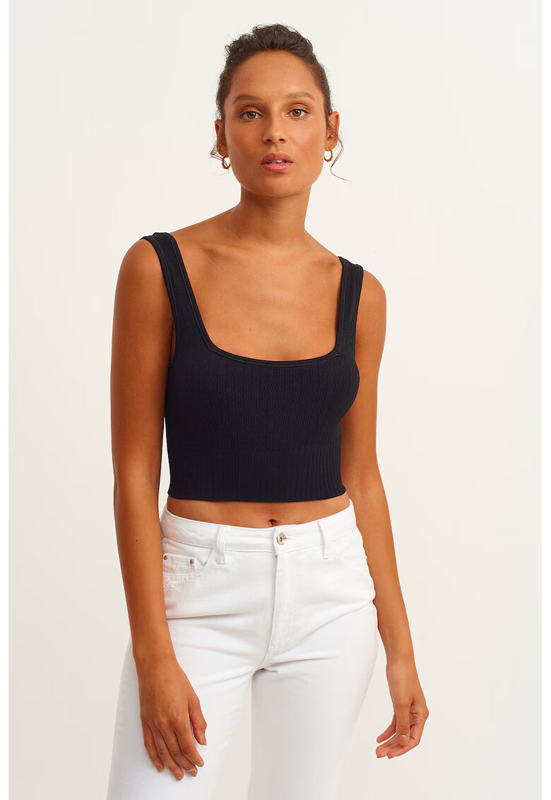 OXXO Top crop cu model uni - Negru