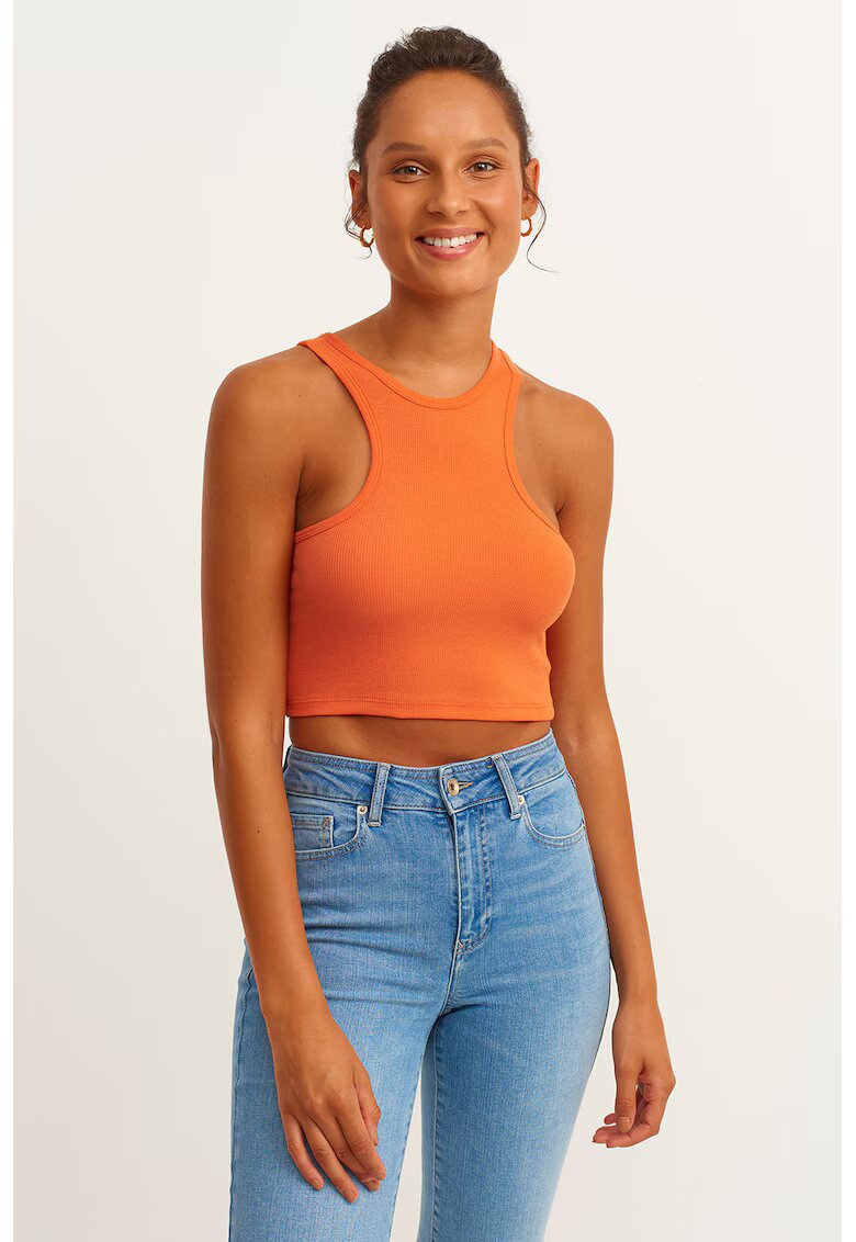 OXXO Top crop cu model uni - Portocaliu persan