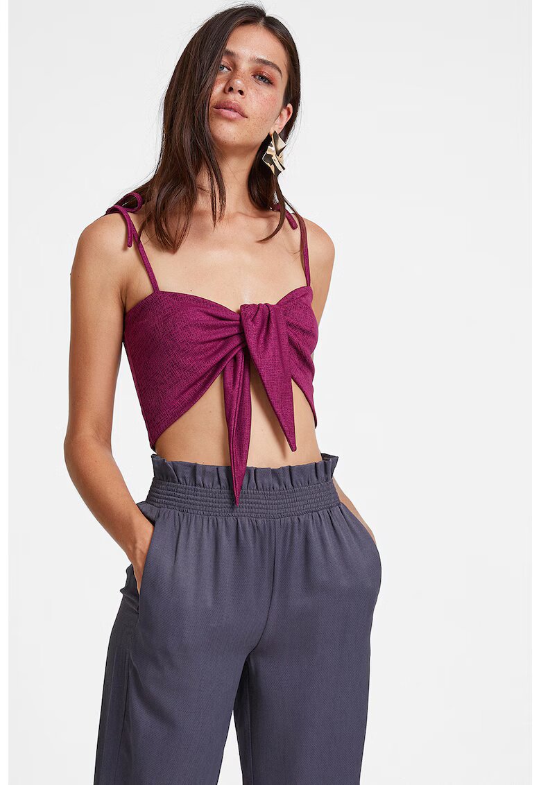 OXXO Top crop cu prinderi frontale - Violet tyrian