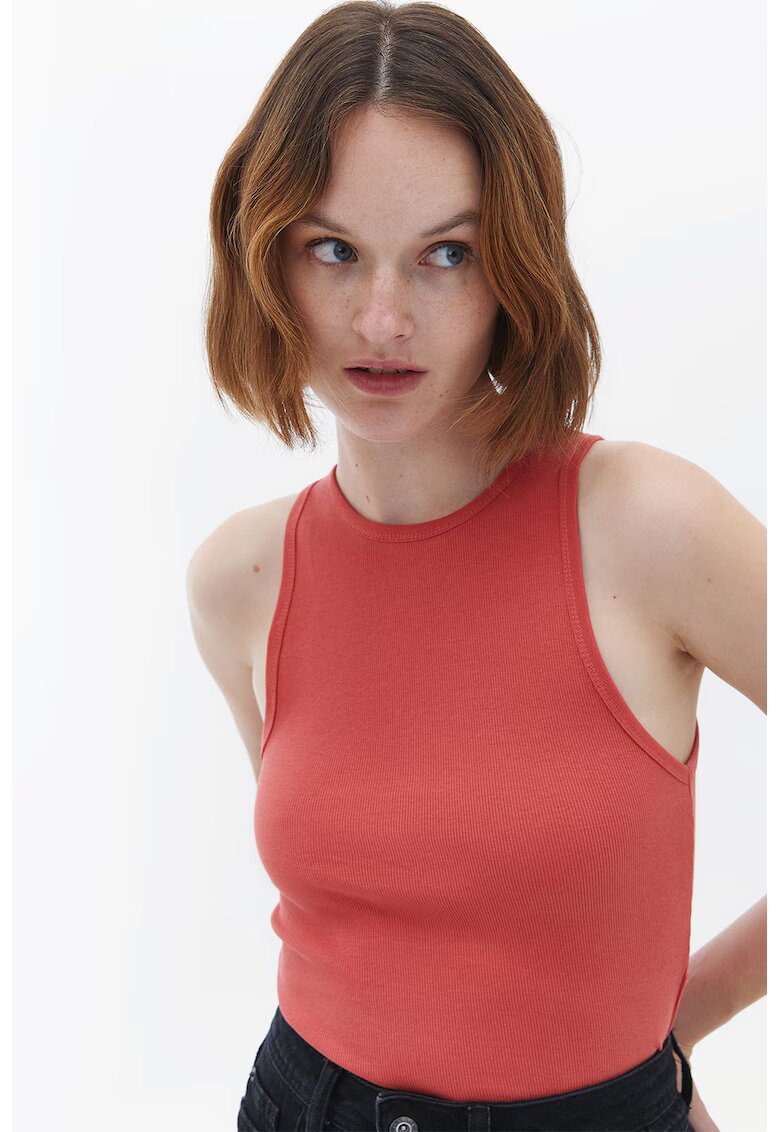 OXXO Top crop din amestec de bumbac - Coral