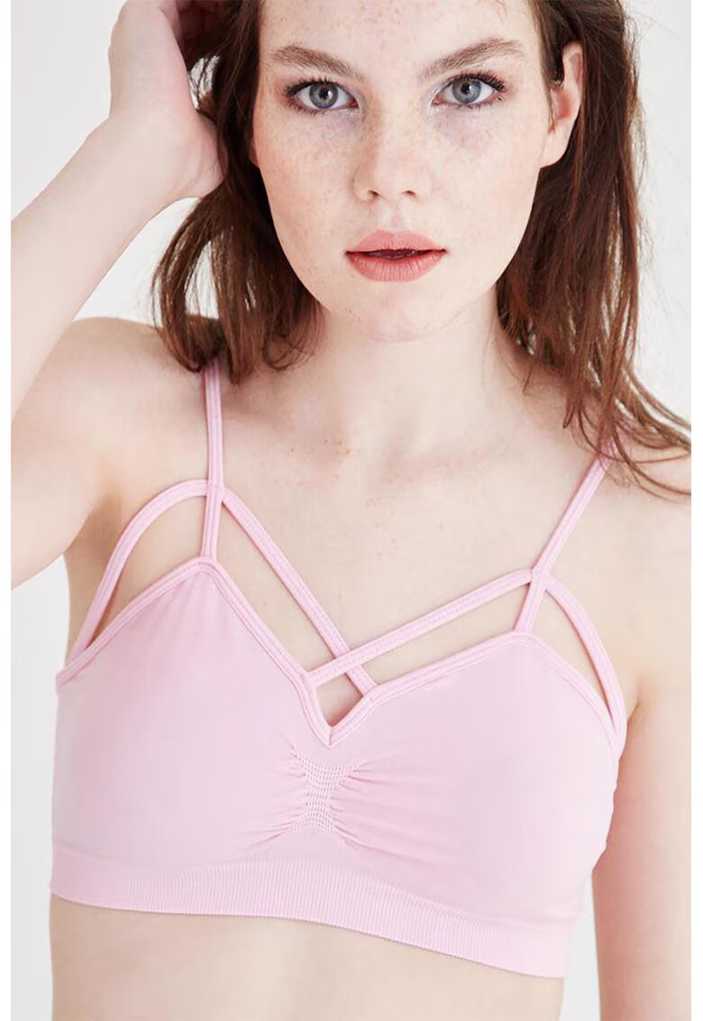 OXXO Top crop uni - Roz pastel
