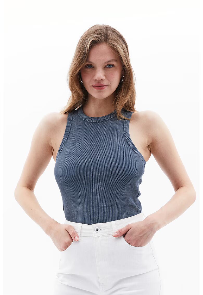 OXXO Top slim fit striat - Albastru inchis