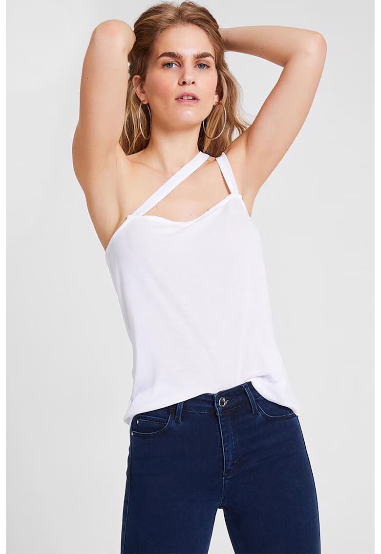 OXXO Top uni de lyocell - Alb optic
