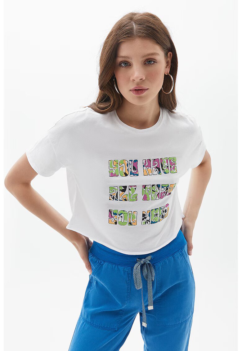OXXO Tricou crop lejer cu imprimeu - Alb