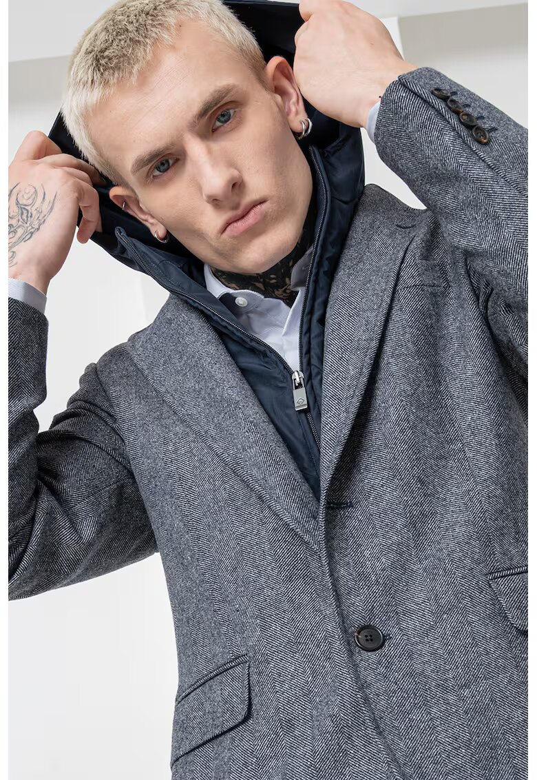Pal Zileri Sacou slim-fit din amestec de lana - Gri melange/Bleumarin