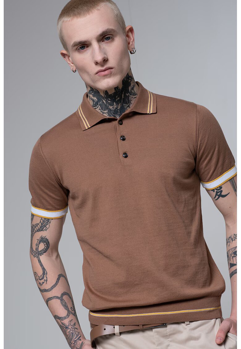 Pal Zileri Tricou polo cu model in dungi - Maro