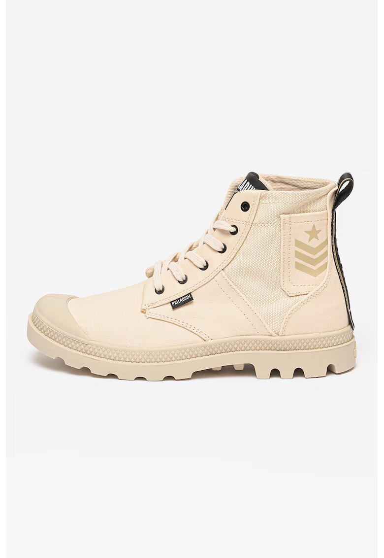 Palladium Ghete cu detalii logo Desert - Alb murdar