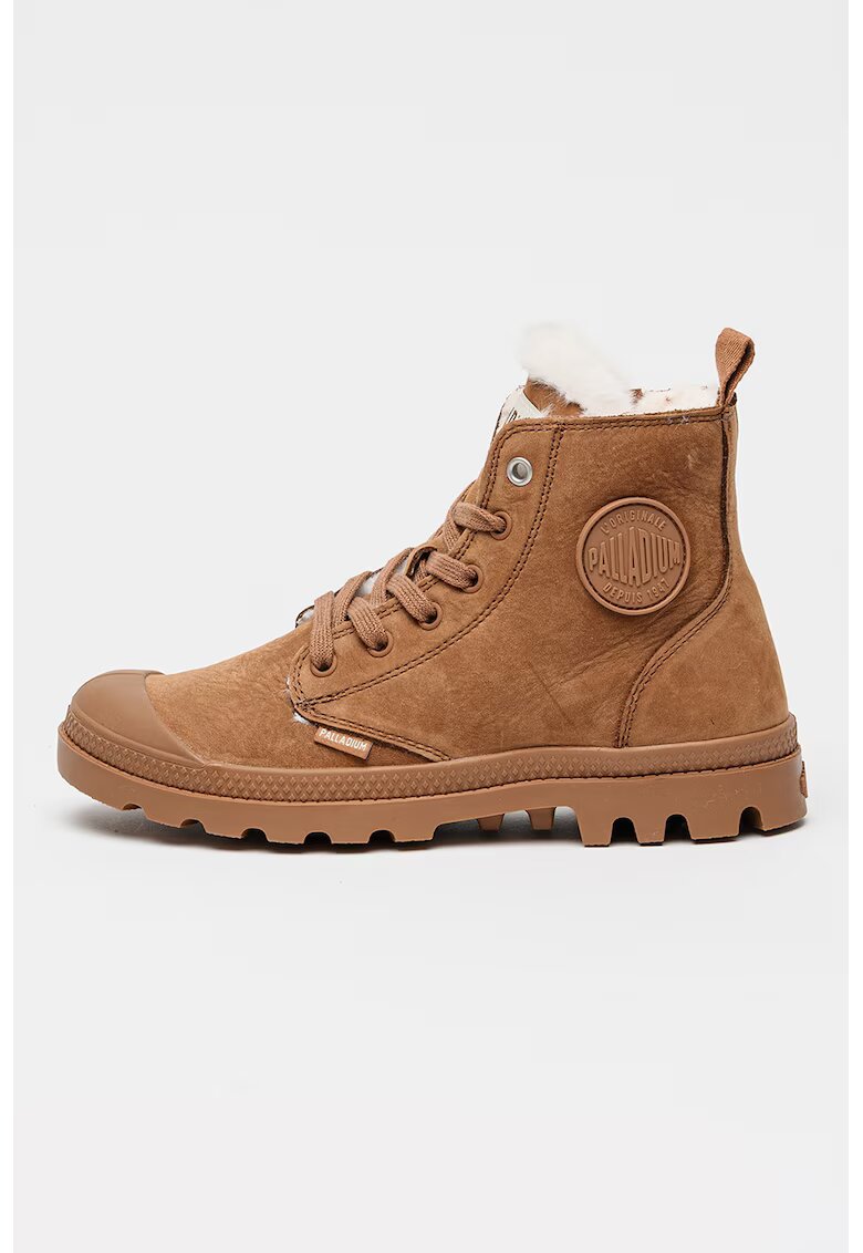 Palladium Ghete din piele nabuc Pampa Hi Zip WL - Maro cognac