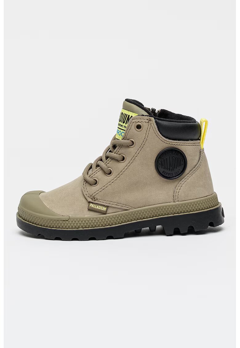 Palladium Ghete impermeabile din piele nabuc Pampa - Verde pal