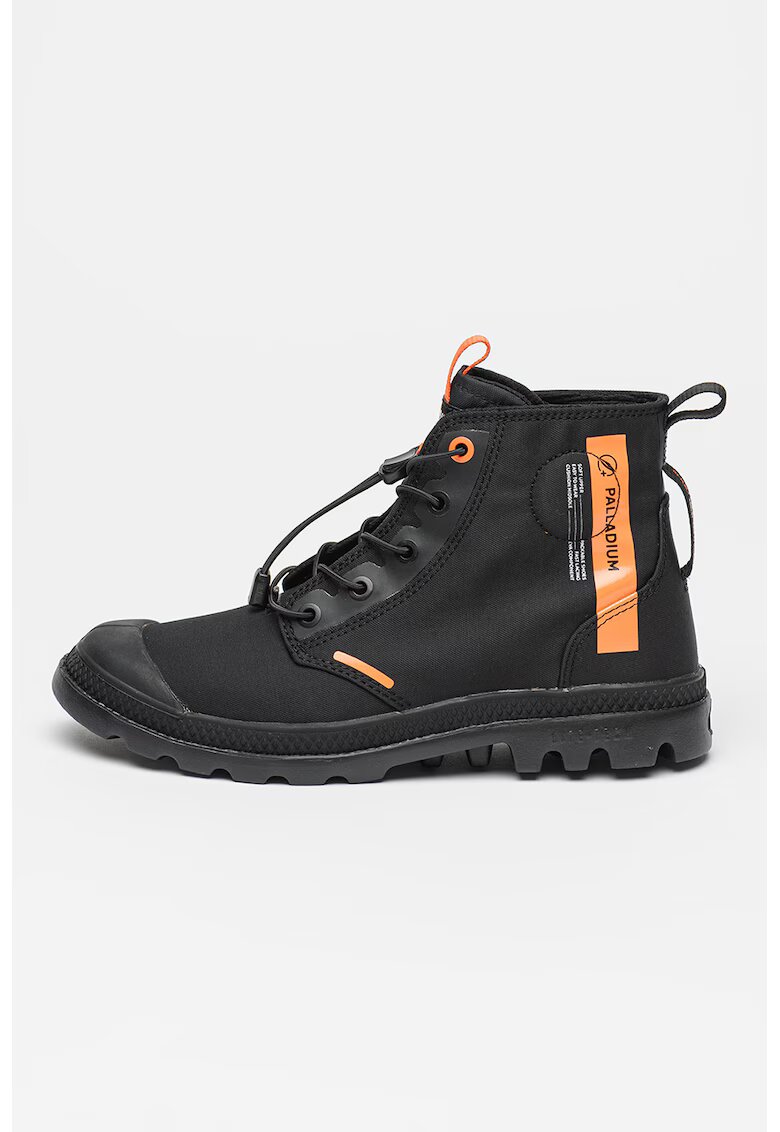 Palladium Ghete textile cu talpa plata - Negru