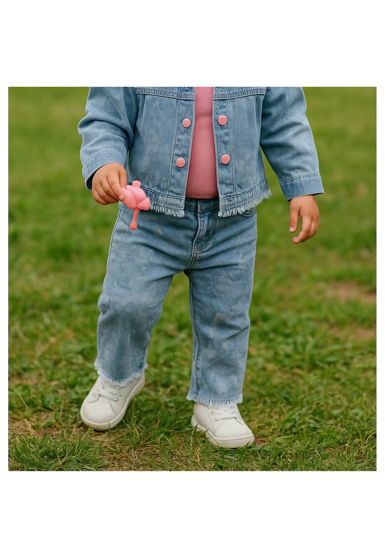 Panco Blugi imprimati cu talie elastica - Stella - Albastru Denim - pentru fetite - Albastru