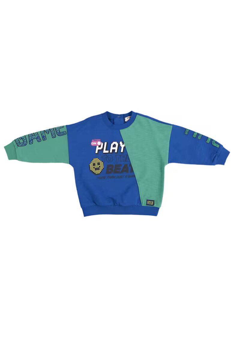 Panco Bluza cu maneca lunga si impimeu SmileFace - Gaming Mode - Albastru aprins si Verde - pentru baietei - Albastru electric