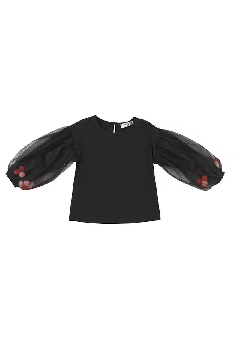 Panco Bluza eleganta cu maneca lunga si Tull - - Good Day - Negru - pentru fetite - Negru