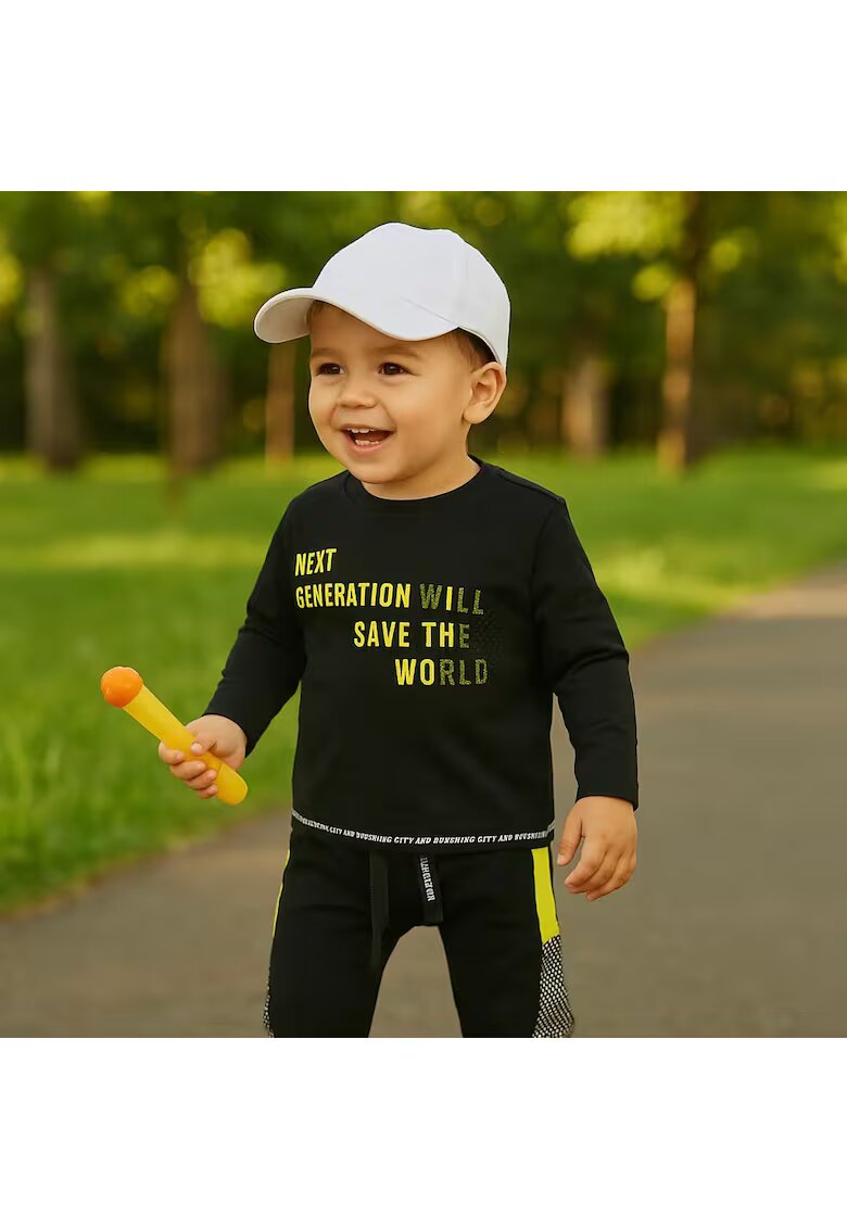 Panco Bluza subtire cu maneca lunga imprimata - City Boys - Negru - pentru baietei - Negru