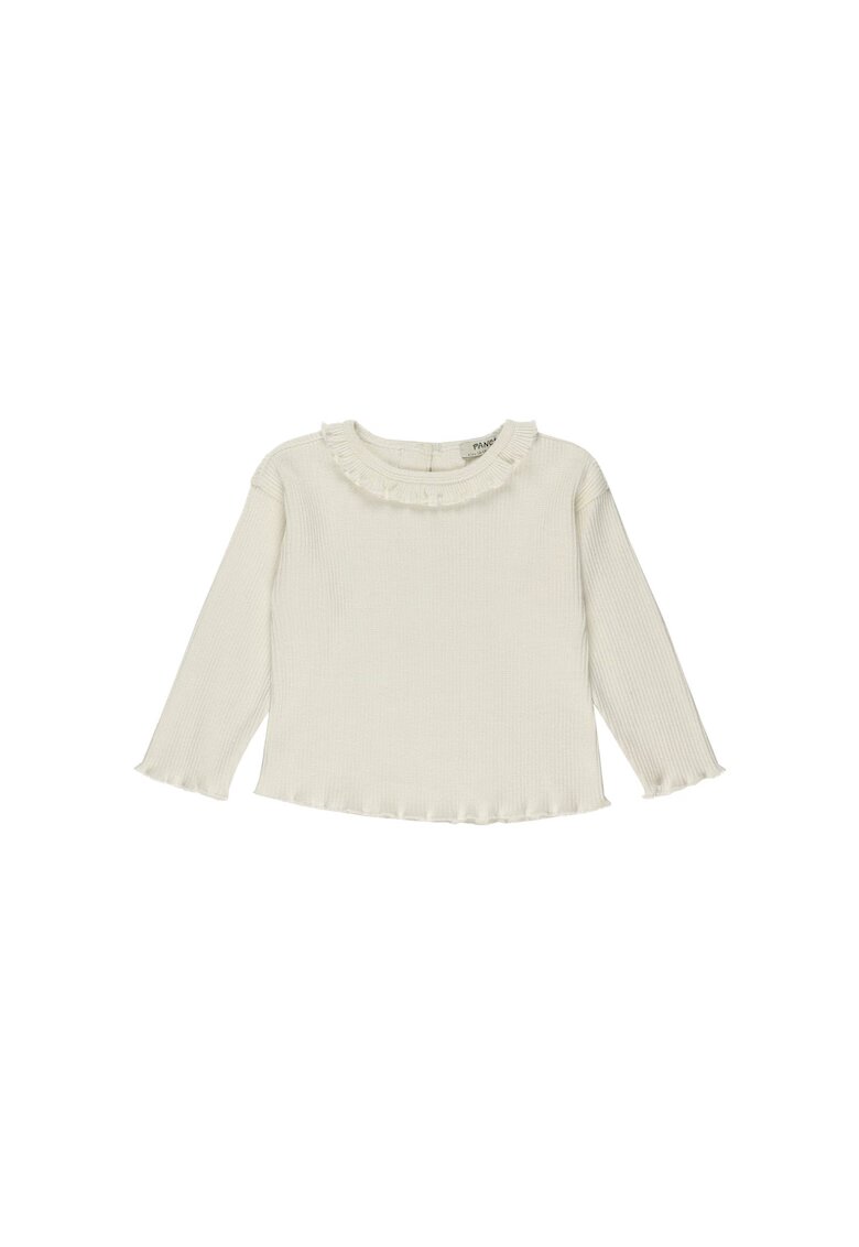 Panco Bluza subtire cu maneca lunga si guler volan - Little Heart - Ecru - pentru fetite - Ecru