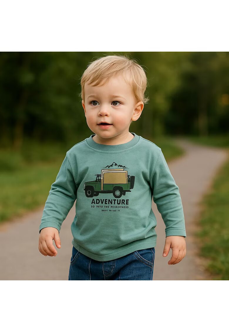 Panco Bluza subtire cu maneca lunga si model Camion - - Authentic Threads - Mint - pentru baieti - Verde menta