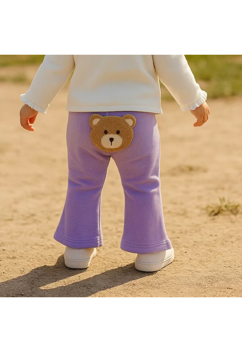 Panco Colanti evazati cu ursulet aplicat - Cute Bear - Mov - pentru fetite - Mov