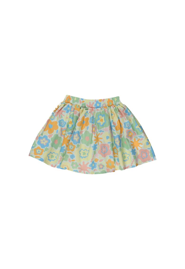 Panco Fusta cu imprimeu floral - Amelia - Verde cu flori multicolore - pentru fetite - Verde