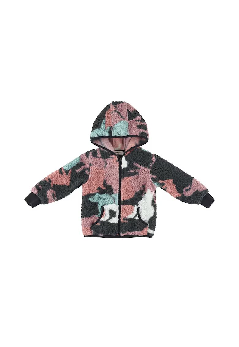 Panco Jacheta Teddy colorata - Flexible - Negru Roz - Mint - Unisex - pentru fetite sau baietei - Negru