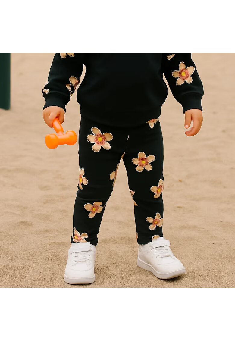 Panco Pantaloni cu imprimeu floral - Good Day - Negru - pentru fetite - Negru