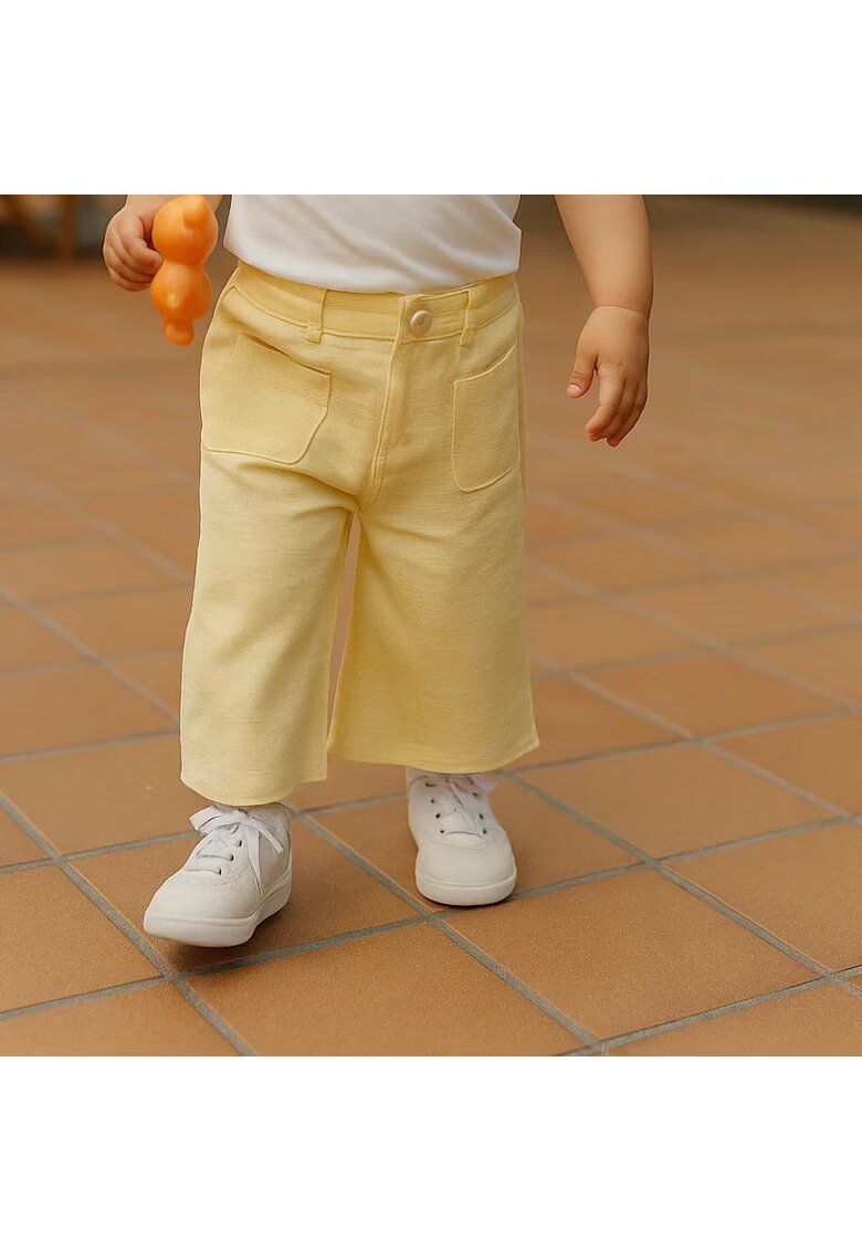 Panco Pantaloni largi cu buzunare in fata - Keep Going - Galben - pentru fetite - Galben