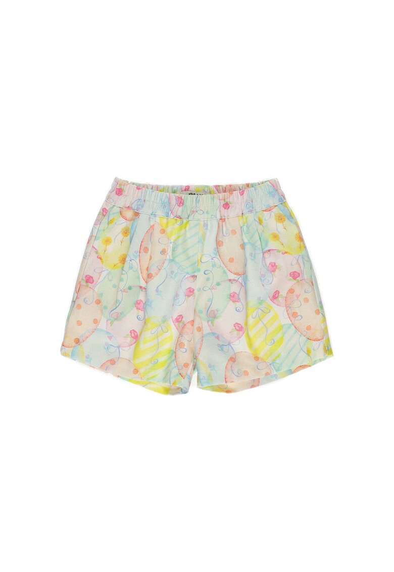 Panco Pantaloni scurti cu imprimeu colorat - Party Mood - Alb cu cercuri multicolore - pentru fetite - Alb