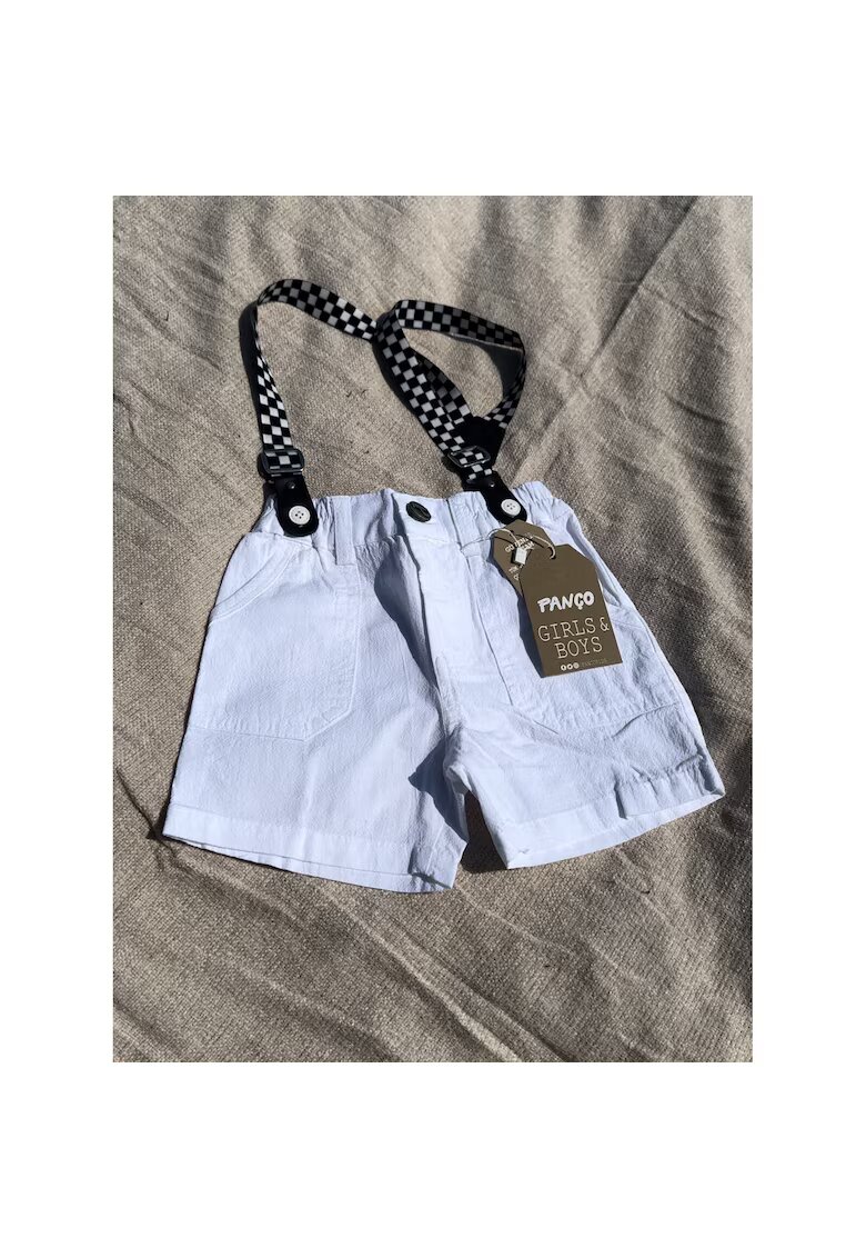 Panco Pantaloni scurti cu talie elastica si bretele detasabile - - Feeling Good - Alb - pentru baietei - Alb